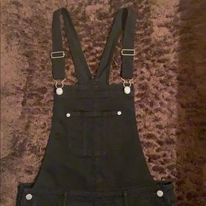 Black overall shorts